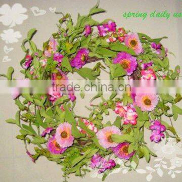 Artificial Decorative Spring Wreath for Indoor or Garden Decoration,spring artificial flower wreaths