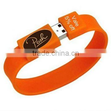 Custom engraved silicone wristband USB flash drive