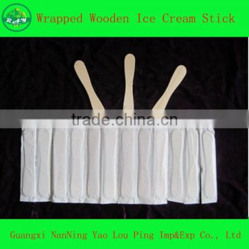 Hot Sell 114mm Individually Wrapped With Paper Ice Cream Spoon