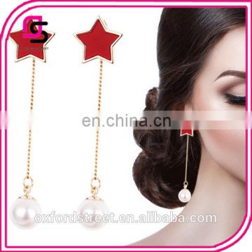 Korean style new creative love star tassel hot sell pearl earrings