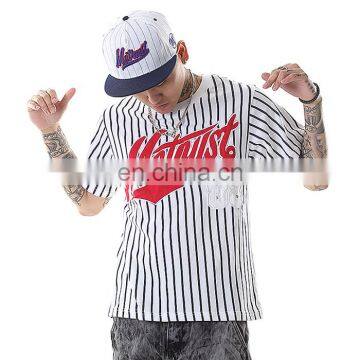 100% poolyester printing tshirt/cheapest striped baseball jersey adult