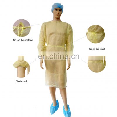 disposable PP Non-woven isolation Gown breathable elastic cuff clothing durable