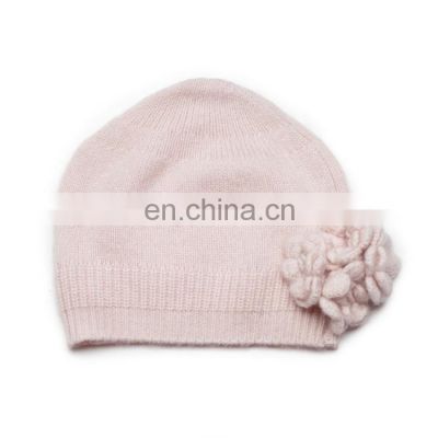 Baby Cashmere Blank Winter Beanie Hats and Caps with Flower