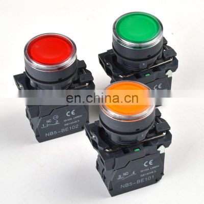 22mm Waterproof illuminated LED Round Push Button Switch with Neon light SB5(LA68S XB5) -AW33B5 1NO 1 NC AC DC24V/AC220V