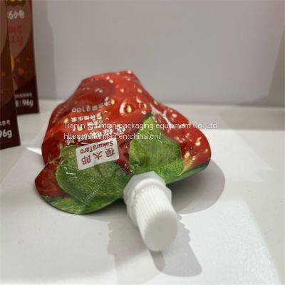 Protein Strawberry Yogurt Pouch 200g 100g pouches China manufacturer custom plastic stand up spout pouch Reusable liquid spout pouch bags baby food packaging