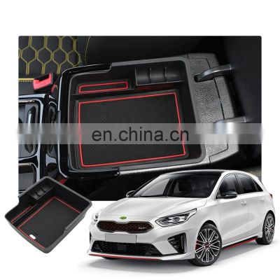 For 2018 Kia Ceed GT Car Accessories Center Console Organizer Tray Armrest Storage Box ABS Non-Slip Insert Tray