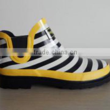 Fashion stripe woman rain boots