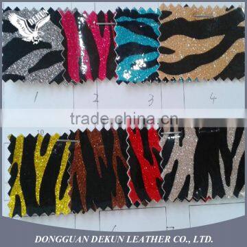 China best sale Customized color pu synthetic zebra glitter leather