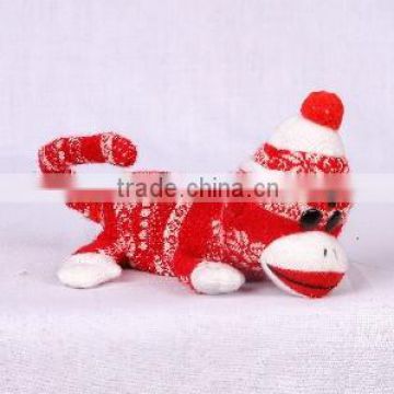 mini knitting woven red rolling monkey