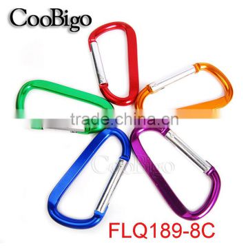 Multi-Color Aluminum Spring Flat Carabiner Snap Hook Hanger Keychain Hiking Camping #FLQ189-8C(Mix-s)