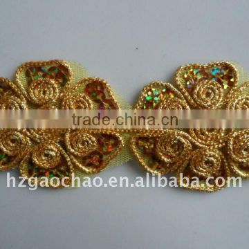 Slap-up gold sequin cording embroidery lace