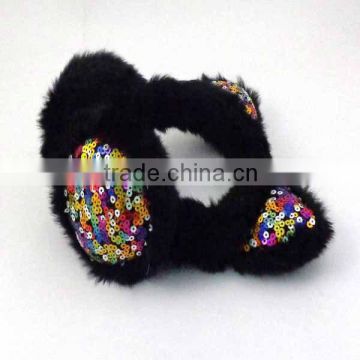 Black winter kids earmuff for sale with sequins