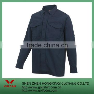 Autumn Solid Navy Blue Color Long Sleeve Men's Shirts