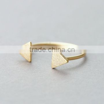 Brushed Gold Sterling Silver Twin Triangle Ring Cuff