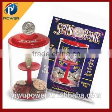 Magic spin coin bank toy