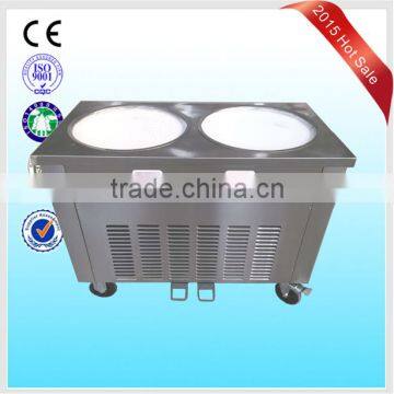 Double flat round pans fry roll ice cream machine high production