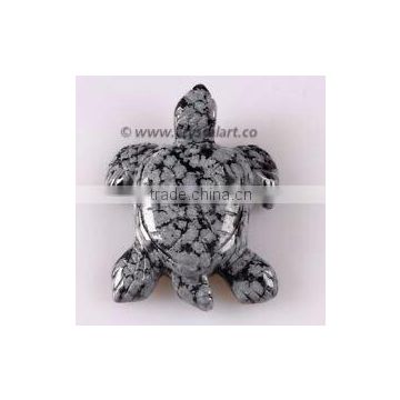 Snowflake obsidian Carved Turtle
