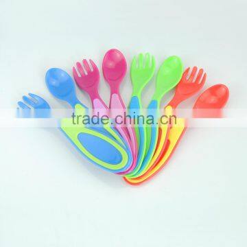 Baby plastic/ TPE encapsulated spoon and fork / baby cutlery