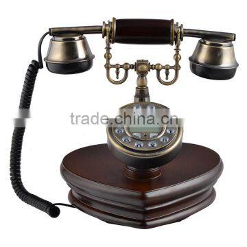 Antique wooden corded telephone heart shape phones