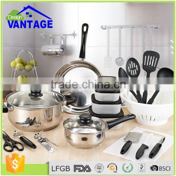 25pcs removable handles kitchen utensil accessories stainless steel palm restaurant cookware