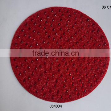Glass bead place mat in red colour with big red beads available in more colours and patterns