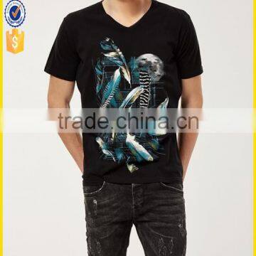 hot sale customize good quality printed fashion tshirt v-neck