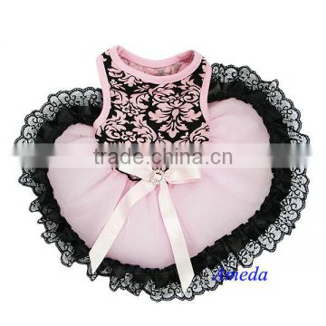 NEW Black Damask Light Pink Black Lace Tutu Pets Dogs Clothes Party Dress XS-L