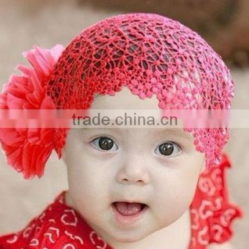 Hair band,hairnet with flower for reborn baby doll # red