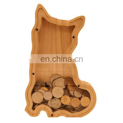 Unique design bamboo wooden piggy bank for kids saving box money coin bank Saving Money Wood Organizer