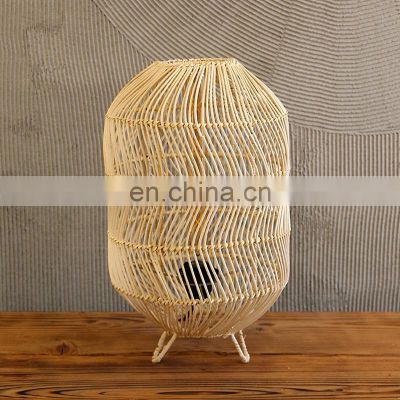 Unique Rattan Japanese Style Tripod Table Lamp, Best Price Decor Art Lampshade Decorative Kid's Room Vietnam Manufacturer