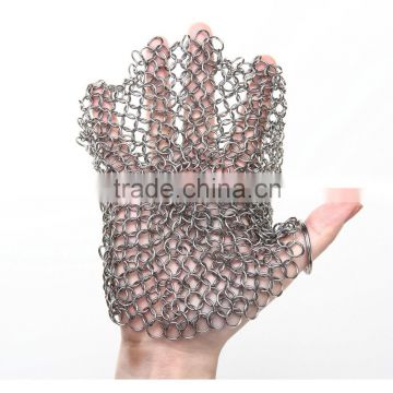 Round Shape Cast Iron Cleaner Skillet Chainmail Scrubber In 316 Stainless Steel