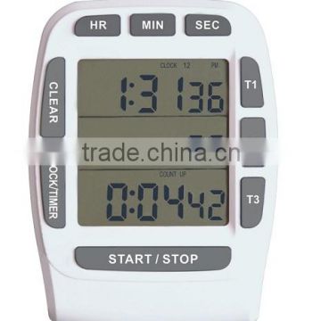 3 Display 3 Channel Digital Timer with Clock(12/24H)