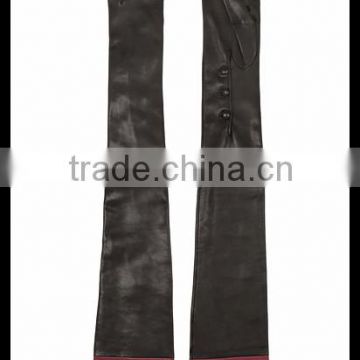 women fashion long leather gloves with red ending