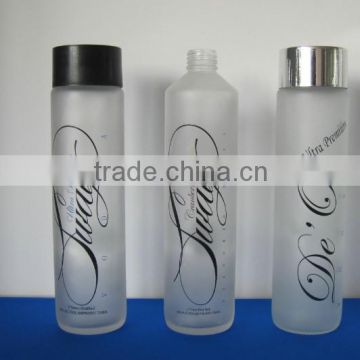 750ML ROUND MINERAL WATER GLASS BOTTLE WITH CUSTOM DECAL