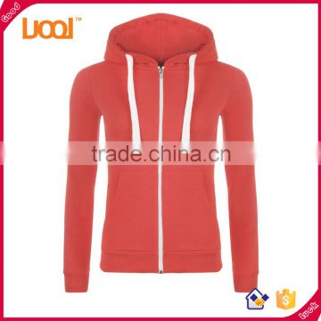 65%Cotton 35%Polyester casual women plain dyed long sleeve zip custom different kinds of hoodies