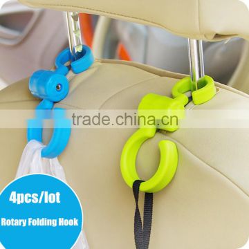 4Pcs/Lot Car Seat Chair Back Hanger Organizer Hook Headrest Holder Multifunctional Folding Seat Hooks 360 Degree Rotation Hook