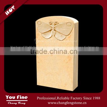 Yellow Stone Carved Natural Butterfly Headstones