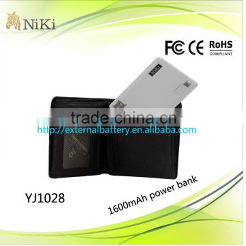 Super thin Credit Card Power Bank 1500mah Fits in a Pocket or Wallet for iPhone5/6