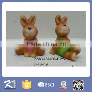 Wholesale Rabbit-shaped Ceramic Cartoon Statue for Home Decoration