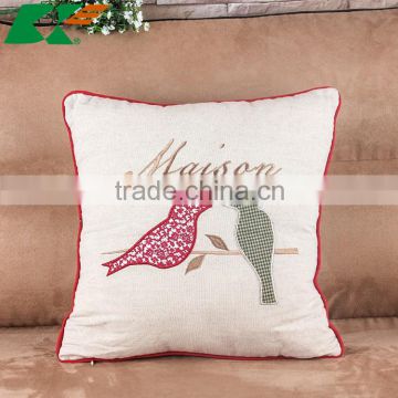2015 new small bird English embroidery cotton and linen pillowcases creative household cloth art cushion cover