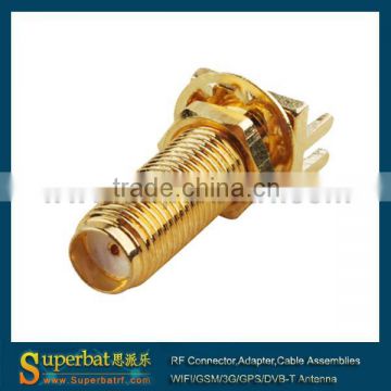 SMA End Launch Jack PCB Mount wide flange .062" long version gsm antenna with right angle sma connector