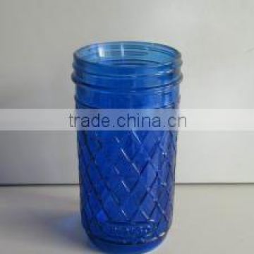 BLUE GLASS VASE D8.5 X H17.5 CM