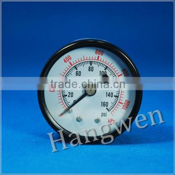 back round type dry dial pressure gauge