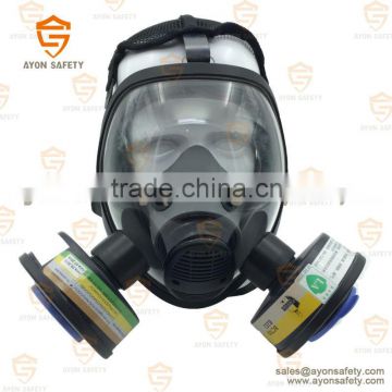 Spherical full face gas mask with single/double connector with no allergy silicon material-Ayonsafety