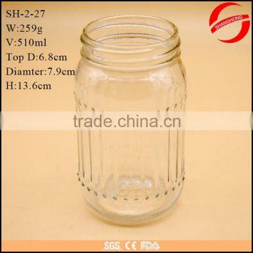 500ml clear body glass food mason storage jar wholesale with lid