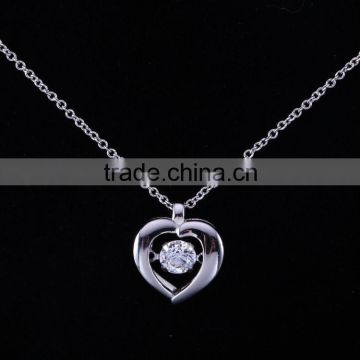 2016 Fashion 925 Sterling Silver Heart Shape AAA cz Pendant Necklace