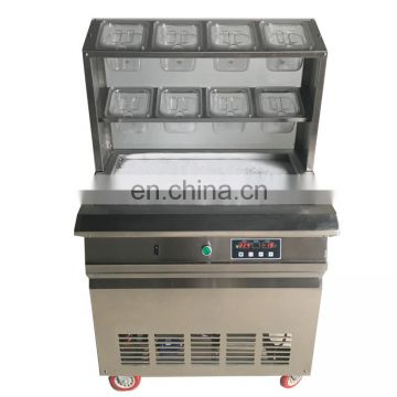 Thailand Double 2 Flat Pan Roll Fry Fried Ice Cream Machine, Three Compressors High Capacity Fried Ice Cream Rolls Machine