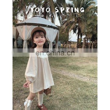 6536 Small MOQ for customer baby girl kids clothing black and white dress