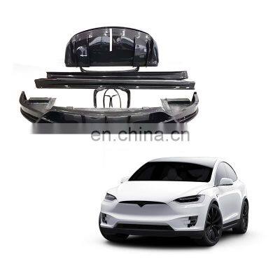 Revozport Style Carbon Fiber Body Kit With Front Lip Side Skirts Rear Diffuser Spoiler Change For Tesla Model X