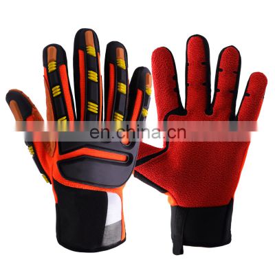 Handlandy soft Heavy duty oil and gas impact anti abrasion cut resistant working hand logo mechanic safety gloves